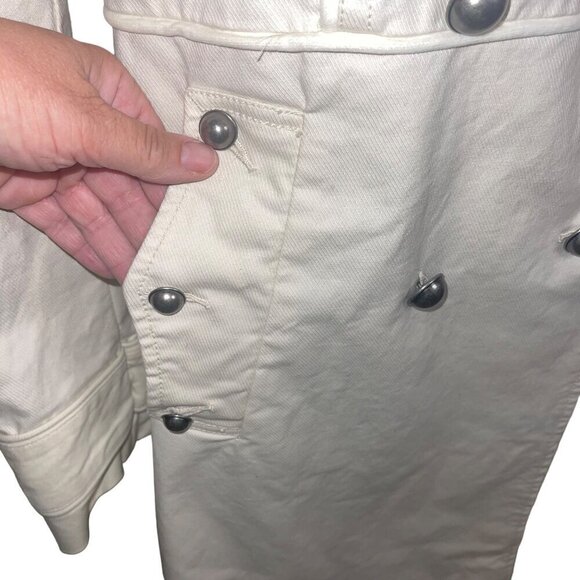 Twenty Second 22 Womens Duster Coat Size Large White Pockets Military Lined - Picture 5 of 10